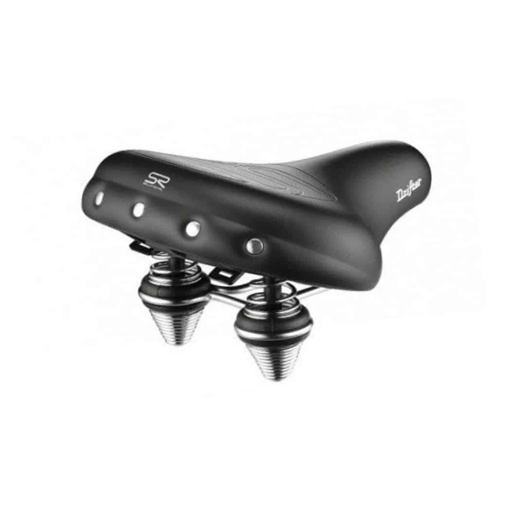 Fietszadel Drifter met mooie grote chrome vering, zwart
