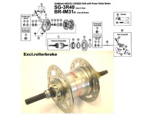 Shimano Shim a naaf Nexus 3v 36g RB kaal ZILVER