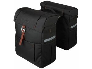Gazelle Tas dubbel black brown adapter Mik ZWART