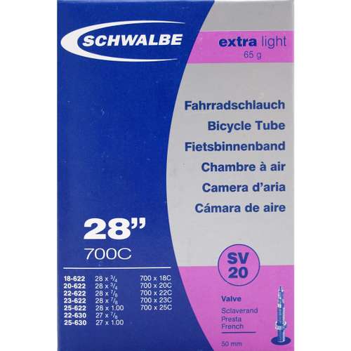 Schwalbe Binnenband,23-622, Extra Light 28 x 0.75 - 1.00 Frans Ventiel 50mm, SV20 ZWART