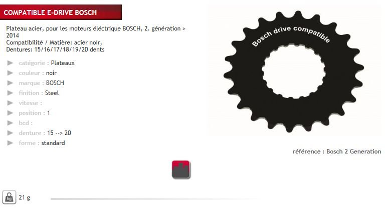 Stronglight KETTINGWIEL SL 16T BOSCH GEN2 E-BIKE ZW Zwart